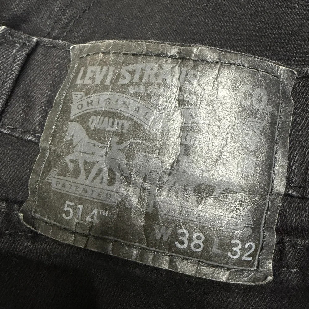 Levi's 514 Straight Fit Jeans Faded Black Denim 38x32 Mens Pants Work USA